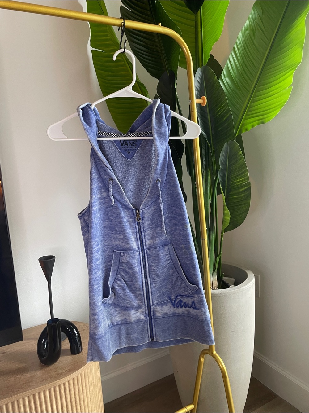 Vans Blue Sleeveless Zip-Up Hoodie Vest
